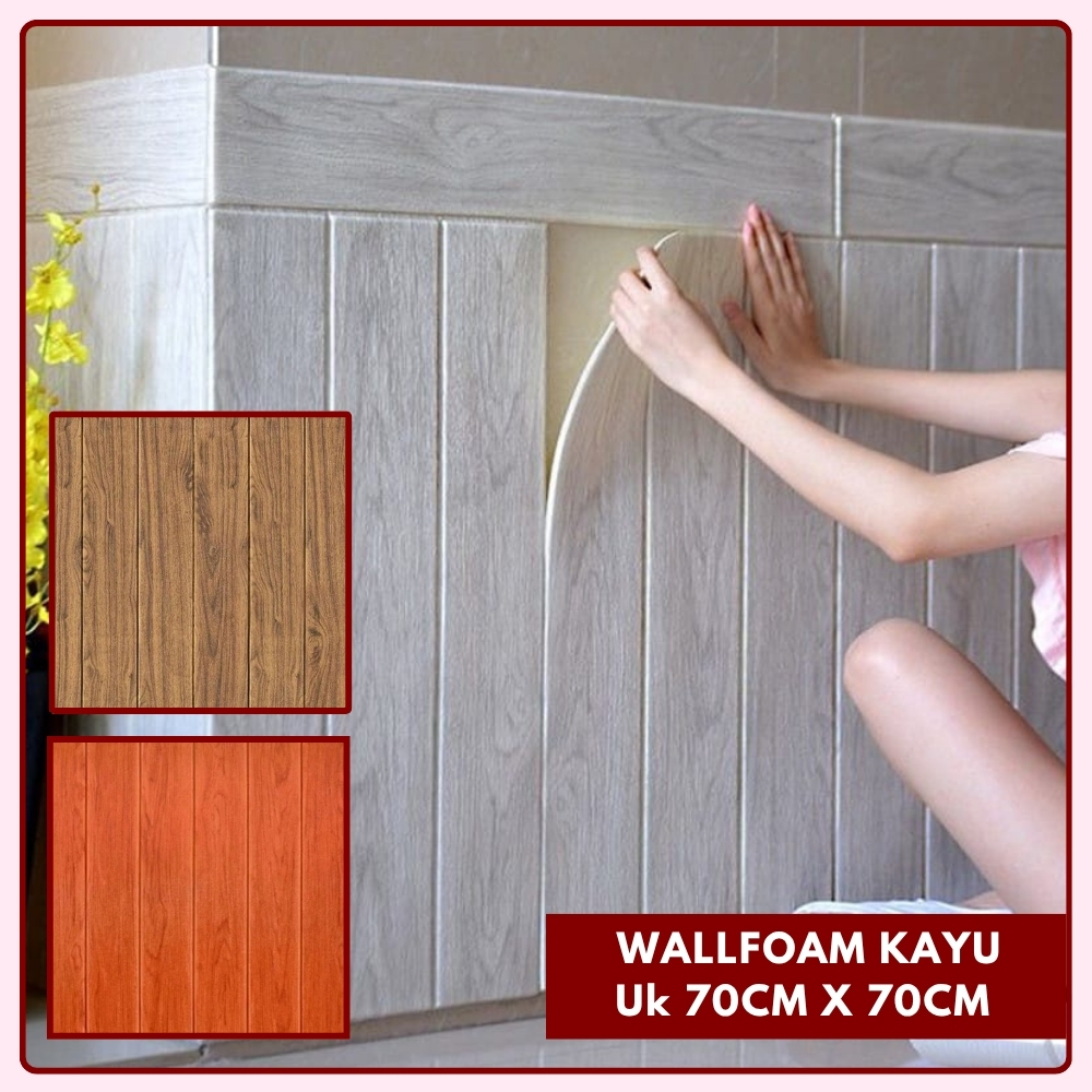 WallFoam 3D Motif Kayu Foam Dinding 3D Motif Kayu Coklat Wall Foam Dinding Motif Kayu Aestetik