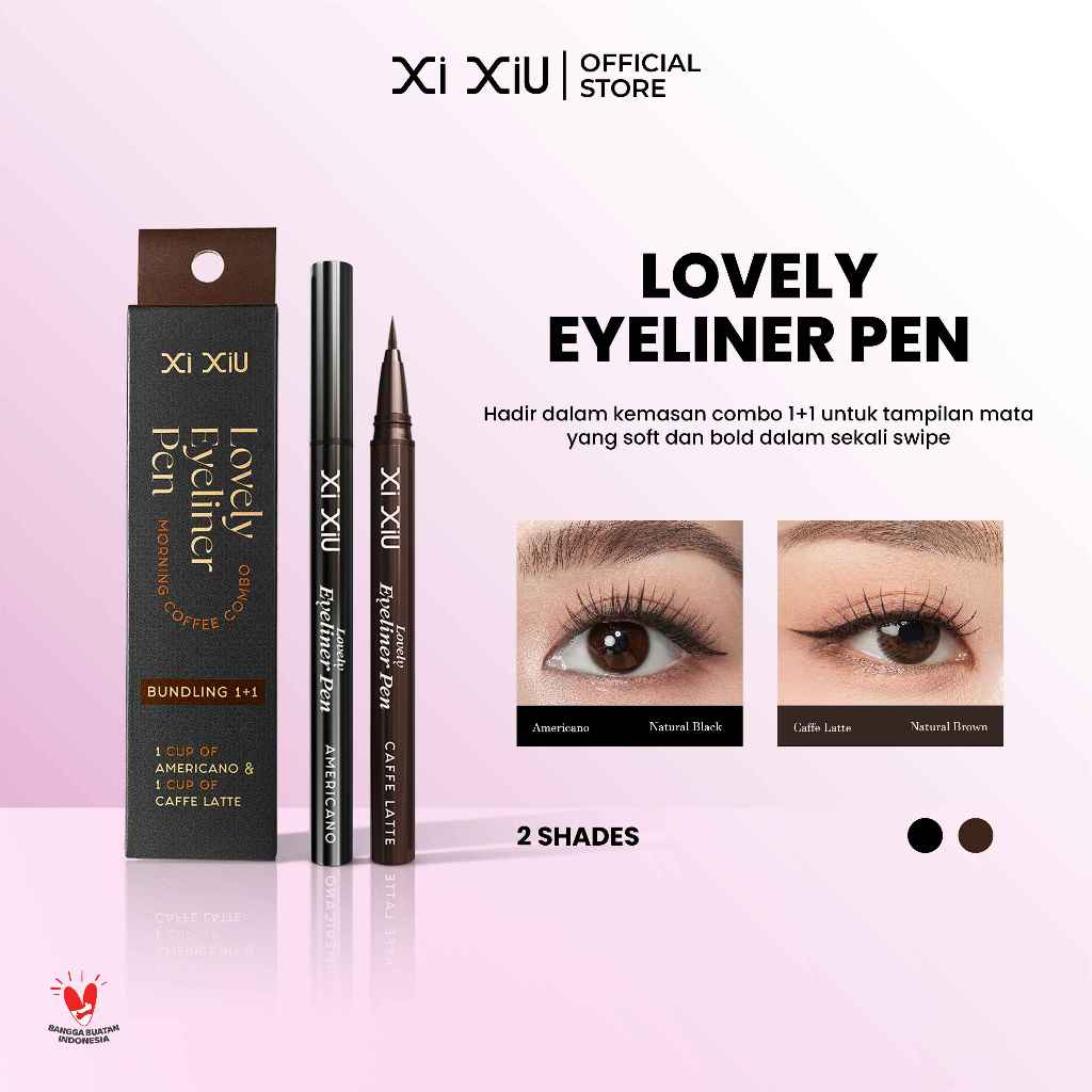 Xi XiU LOVELY EYELINER PEN MORNING COFFEE COMBO 1+1 | Waterproof Smudgeproof | Bundling 2in1 - Ameri
