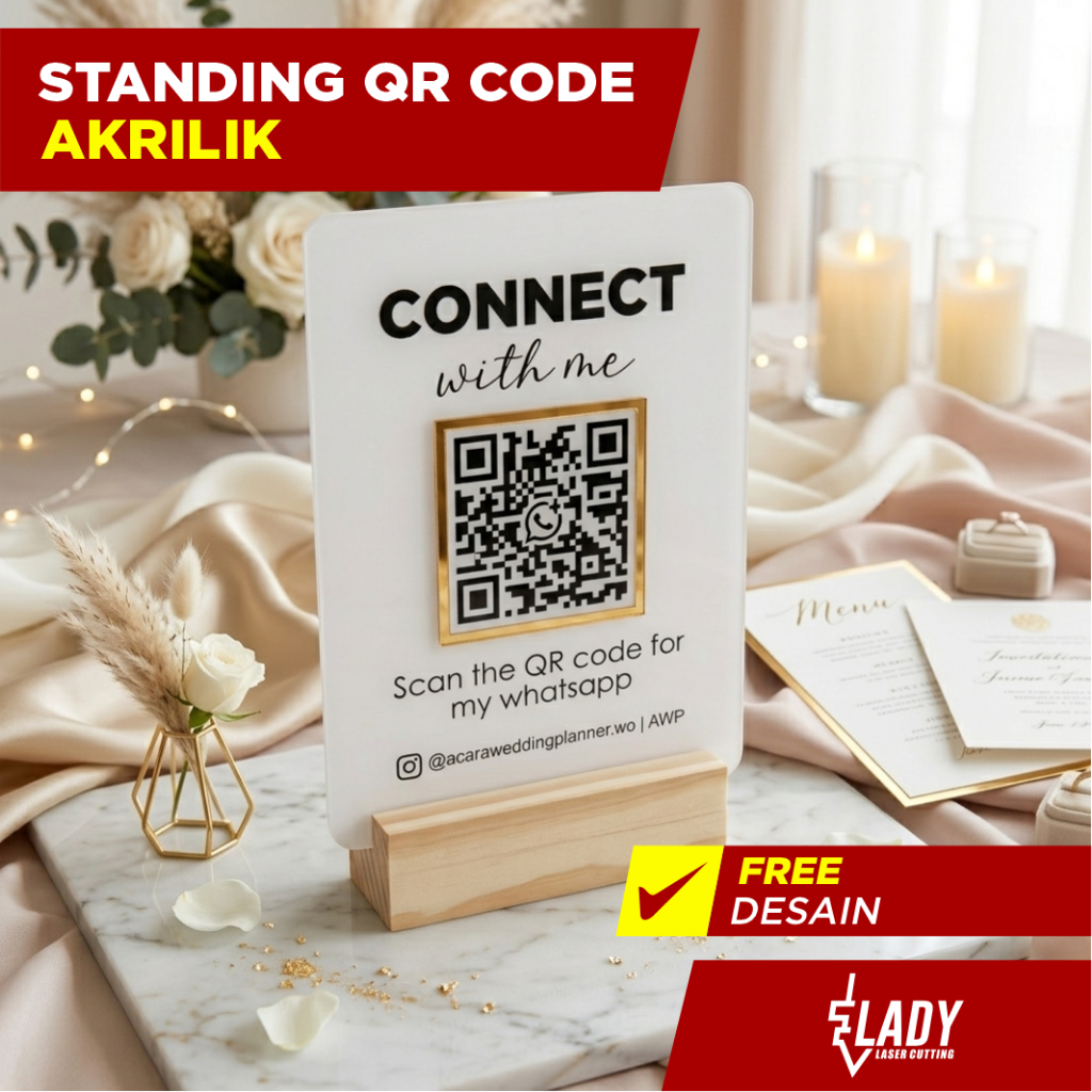Stand Barcode Akrilik Custom QR Code QRIS