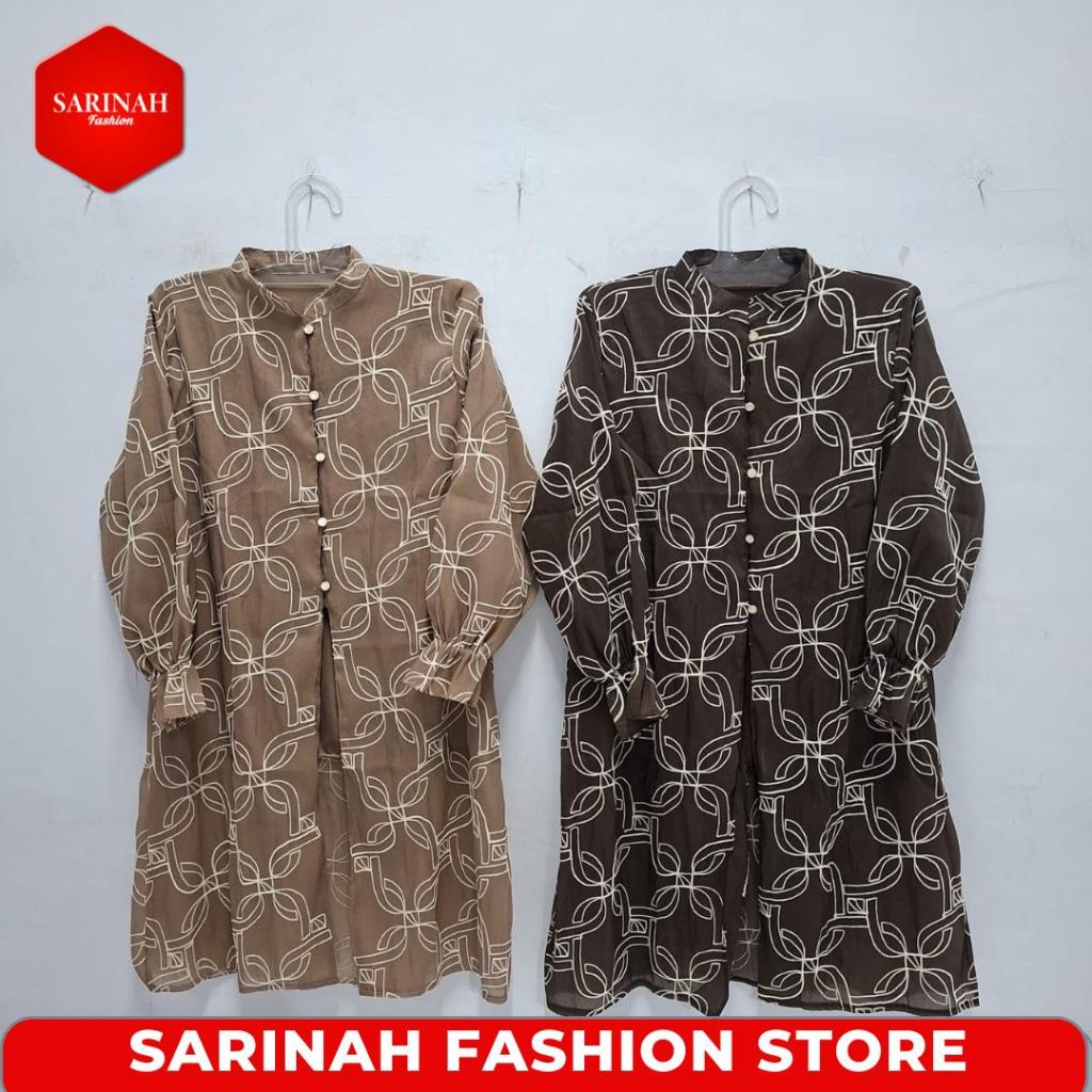 Tunik Muslimah Kancing Depan Full Bordir Big Size