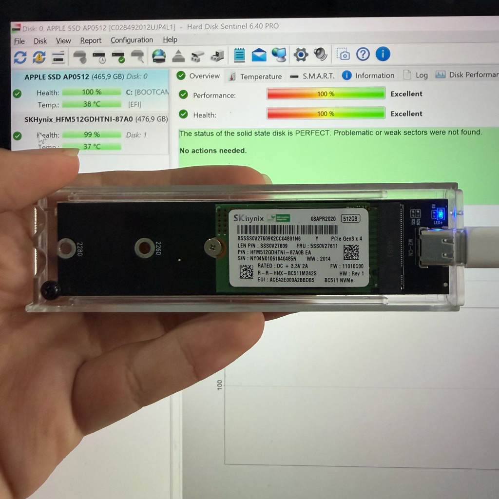 SSD NVME 512GB SK HYNIX SEKEN ORIGINAL COPOTAN KONDISI 100%