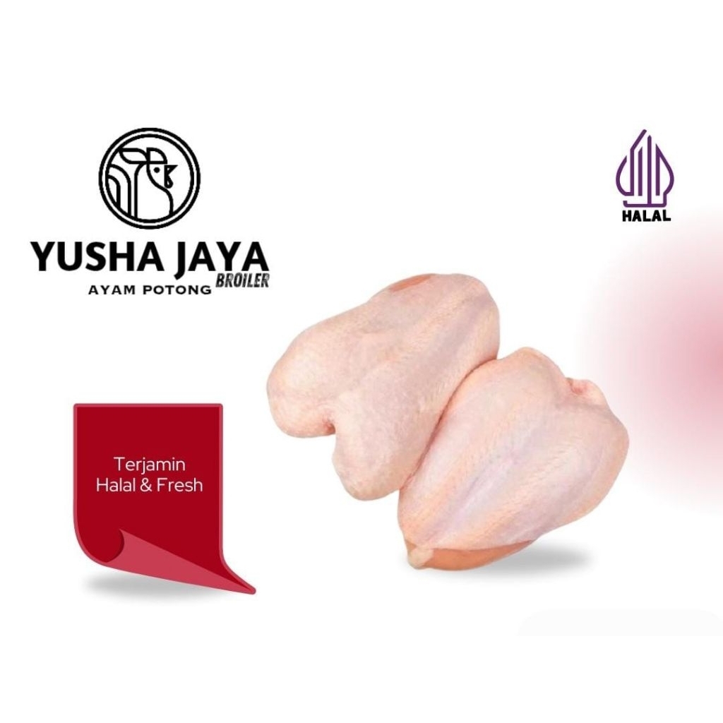 Fillet Dada Ayam Dengan Kulit 1kg, Fillet Dada Kulit, Boneless Dada Kulit / Chicken Breast Fillet Wi