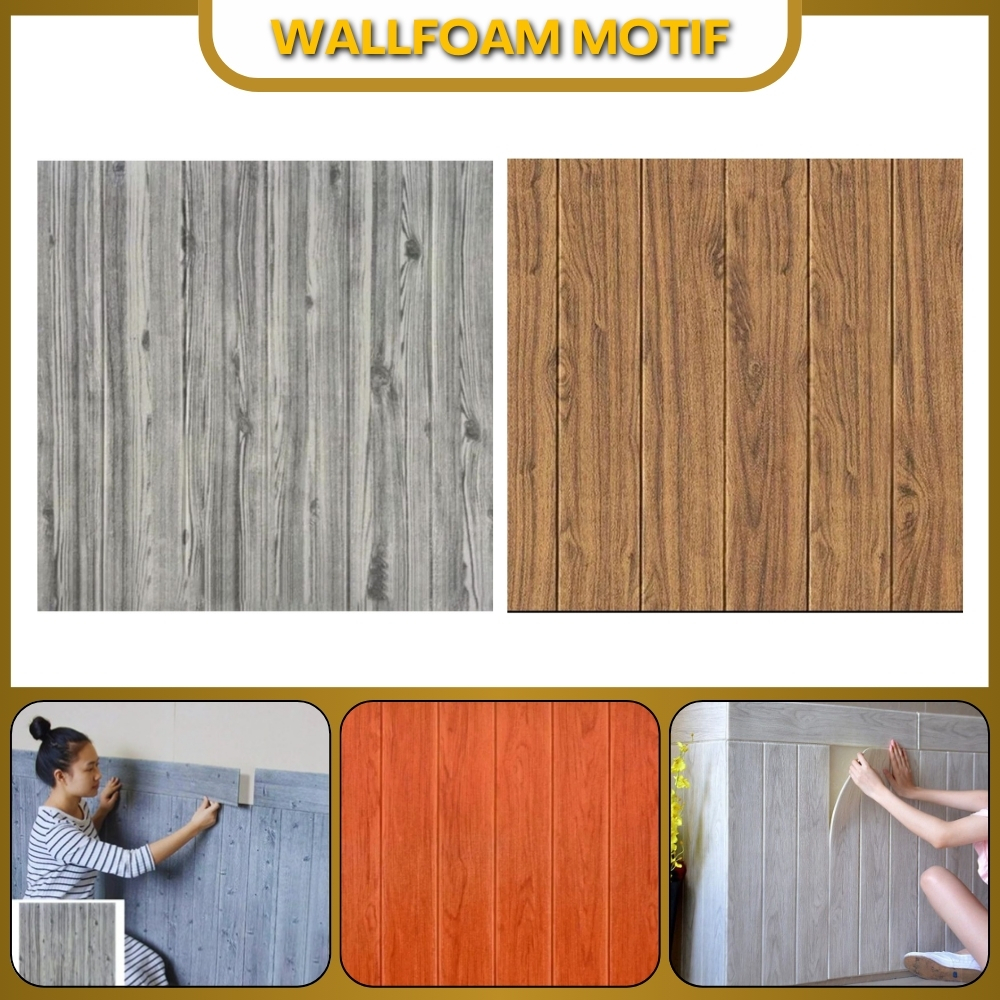 Foam Bata Stiker Wallpaper Dinding Foam 3D Motif  Daun Rambat Hijau Dan Wallfoam Langit Awan Biru