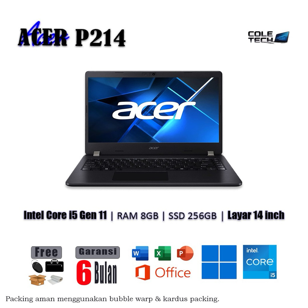 Acer TravelMate P214 core i5 Gen 11 Ram 8GB SSD 256GB
