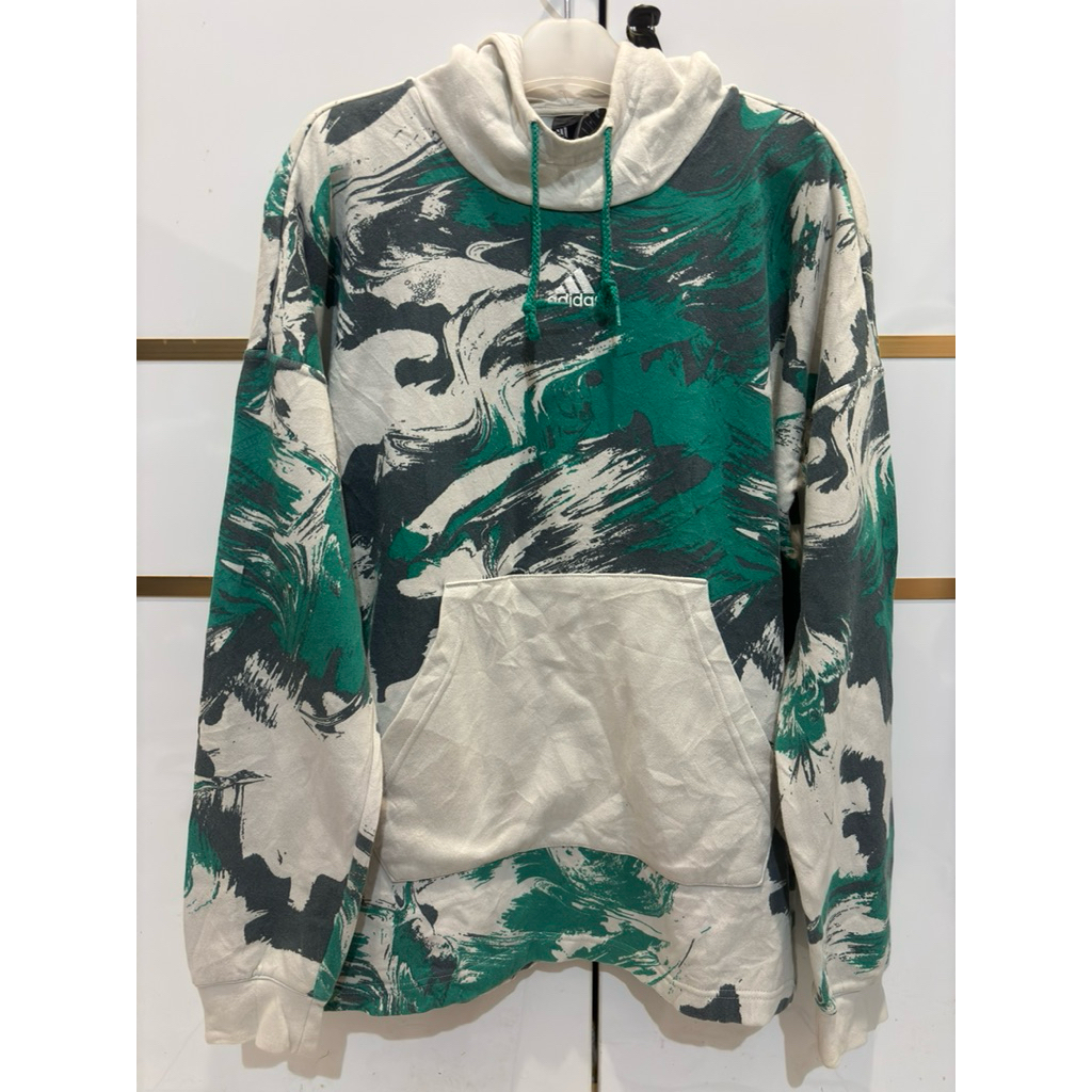 Jaket hoodie Adidas AOP allover print center logo