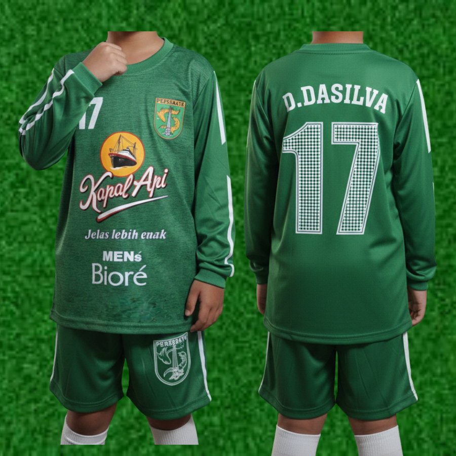 stelan baju bola kiper persebaya /baju kiper futsal anak/jersey bola persebaya anak lengan panjang