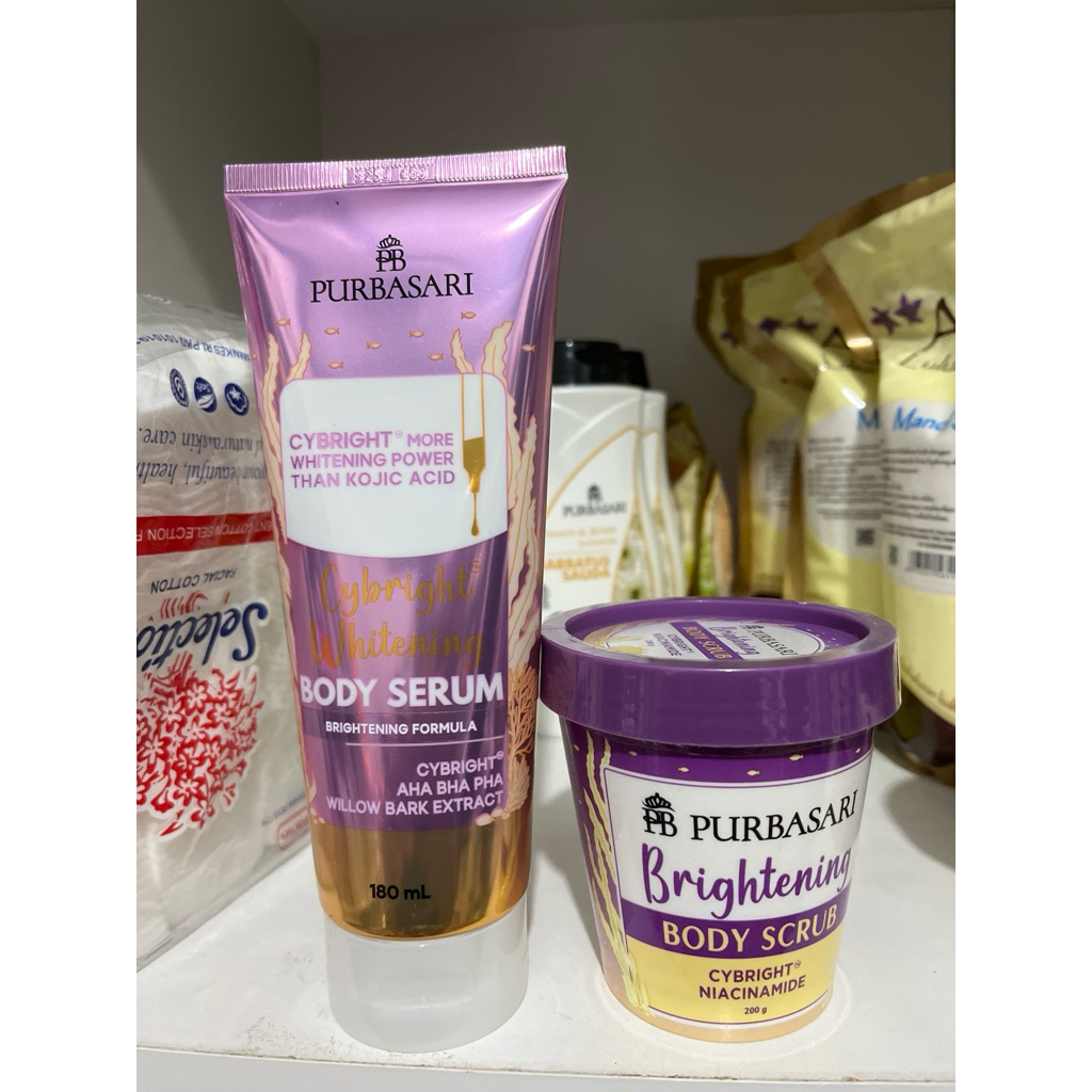 Paket perawatan tubuh purbasari mencerahkan bundling isi 2 purbasari body serum cybright 180ml purba