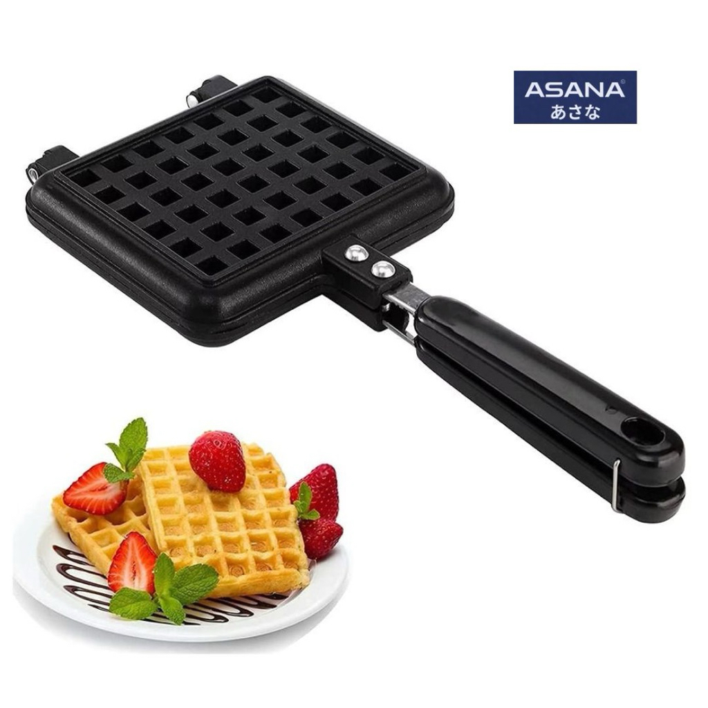 Waffle Maker Pan Cetakan Waffle Teflon Marble Coating Anti Lengket Wajan Waffle Manual untuk Kompor 