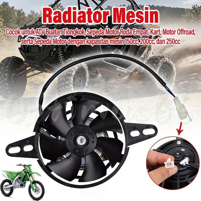 Kipas Pendingin Radiator Tahan Air untuk Motor Trail ATV 150cc 200cc 250cc Mudah Instal