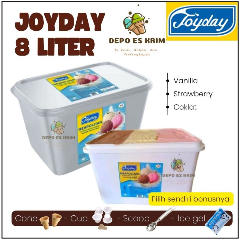 JOYDAY Ice Cream Bucket 8 Liter Neapolitan 3in1 Vanilla