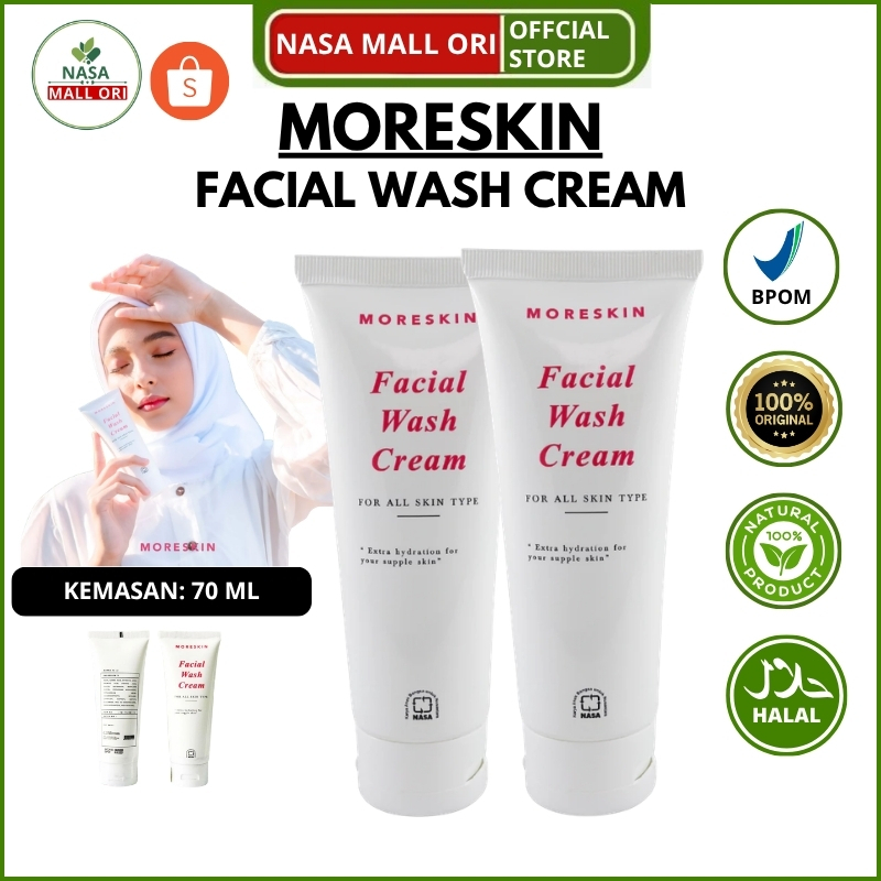 Moreskin Facial Wash Cream Pembersih Wajah Melembapkan & Seimbangkan pH Kulit Facial Wash Nasa