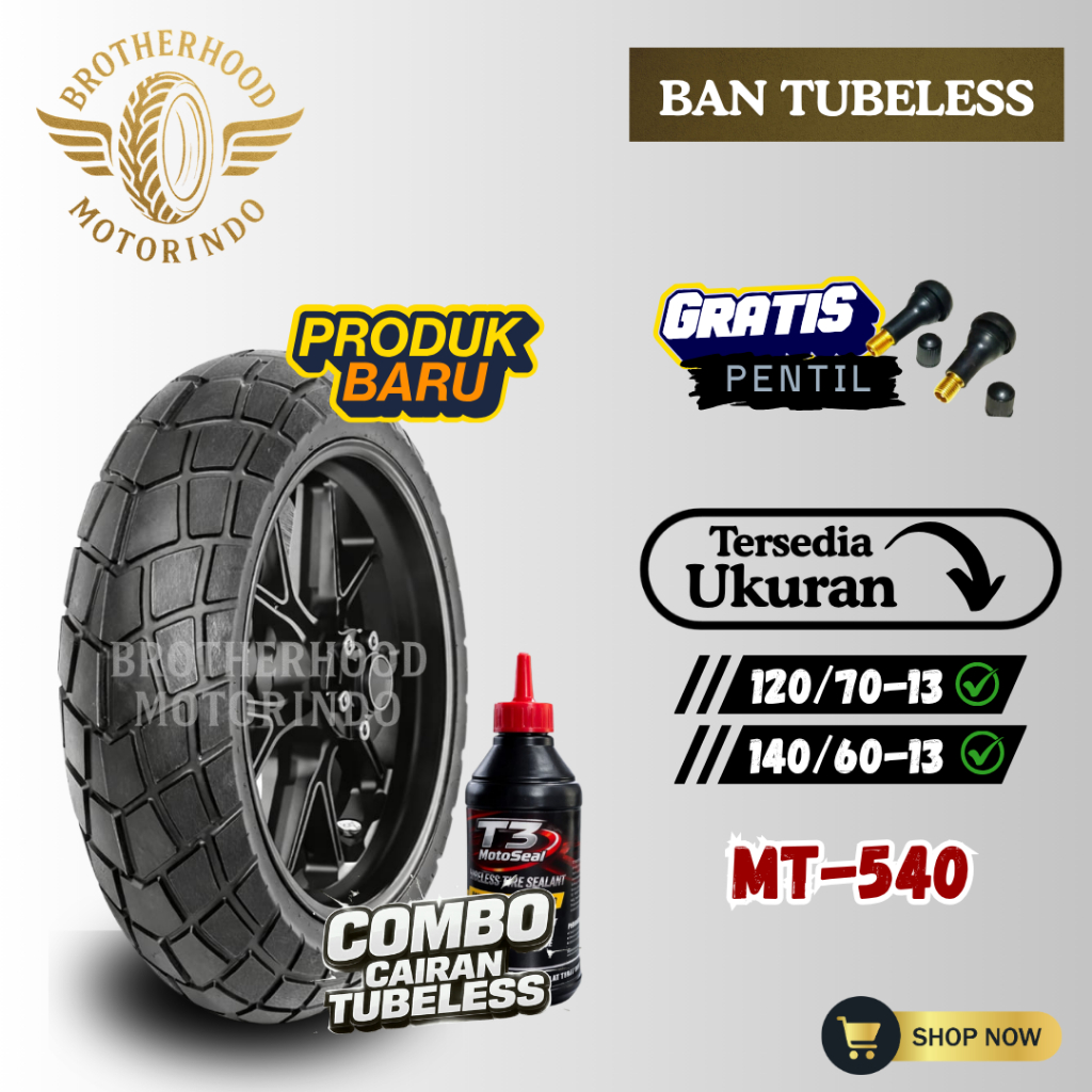 BAN ASCENDO MT540 TUBELESS ( 120/70-13 / 140/60-13 ) RING 13 / BAN RING 13 / BAN MOTOR MATIC / BAN N