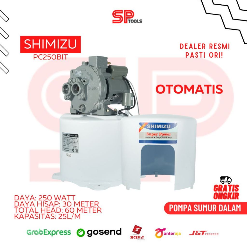MESIN POMPA AIR OTOMATIS UNTUK SUMUR DALAM 30 METER 250 WATT SHIMIZU PC250BIT