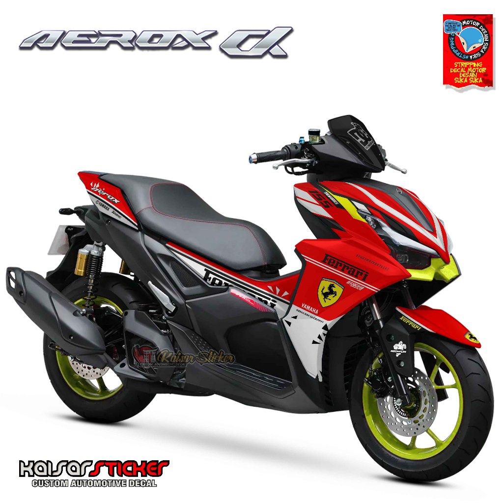 Decal Sticker New Aerox Alpha - Stiker Variasi New Aerox 2025 Alpha Turbo Merah Full Body Design Rac