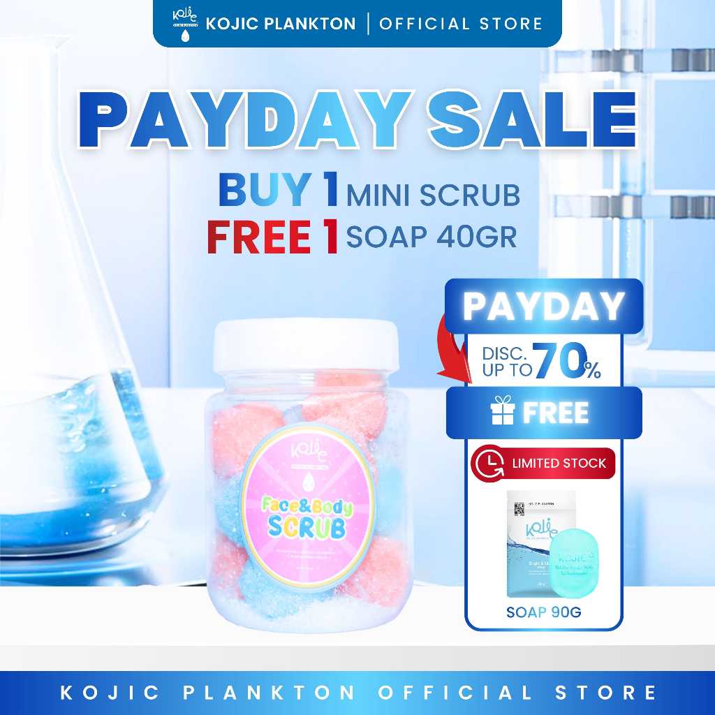 [BUNDLING BOOSTER] KOJIC KOJIC PLANKTON UNICORN SCRUB 150GR MINI + BRIGHT & GLOW SOAP 90GR