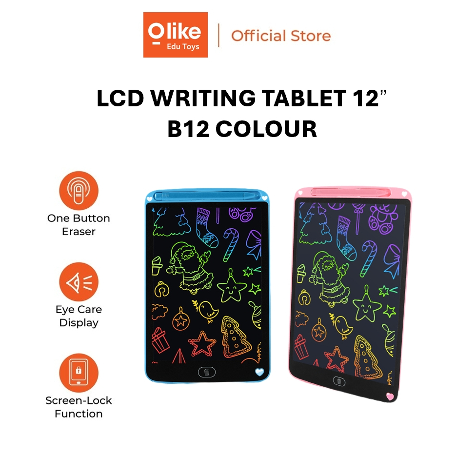 Olike Lcd Drawing Board B12 12" & B16 16‘’ Colour LCD Papan Tulis Anak