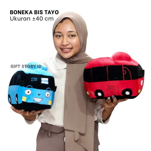 Boneka Bis Tayo Murah Ukuran L 50cm & S 30cm Bahan Halus Empuk Kado Anak - Gift Story ID