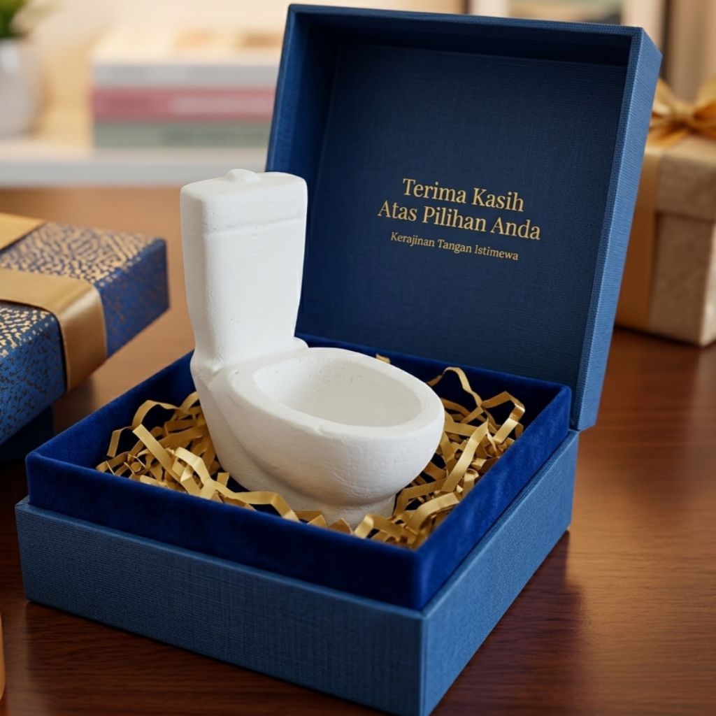 Asbak Mini Dekorasi Kado Unik Motif WC Duduk | Miniatur Lucu Handmade