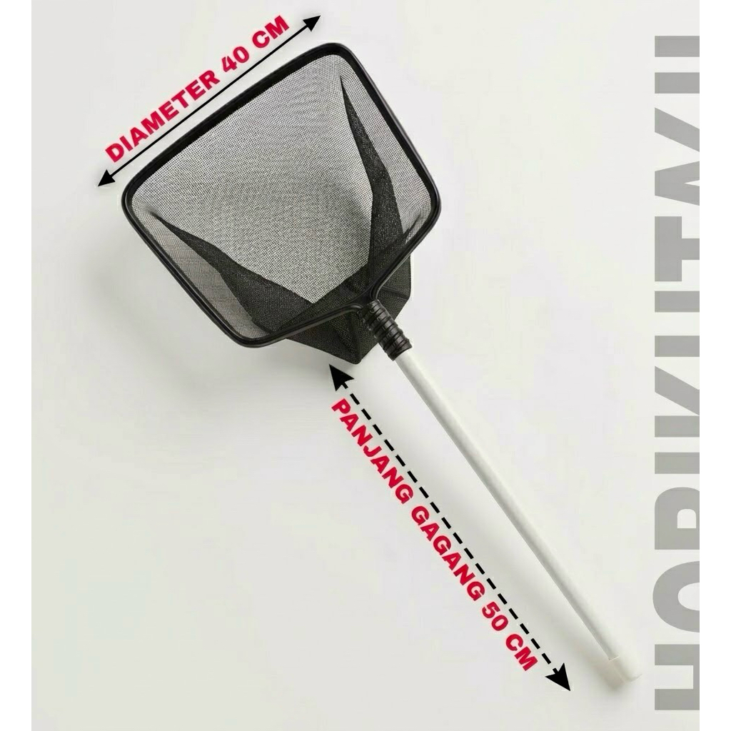 Serokan saringaan Ikan diameter 40 cm gagang 50 cm tebal kuat | jaring kolam/aquarium besar tahan la