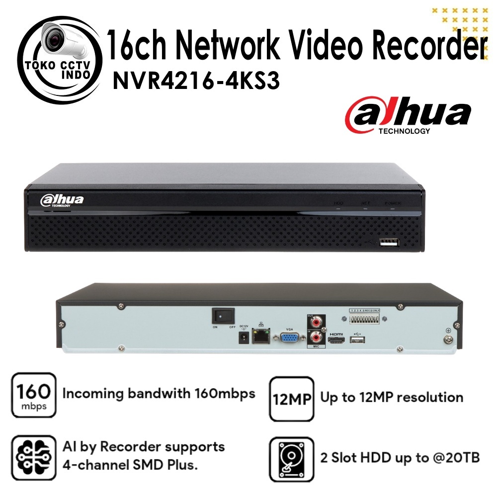 NVR 16ch DAHUA NVR4216-4KS3