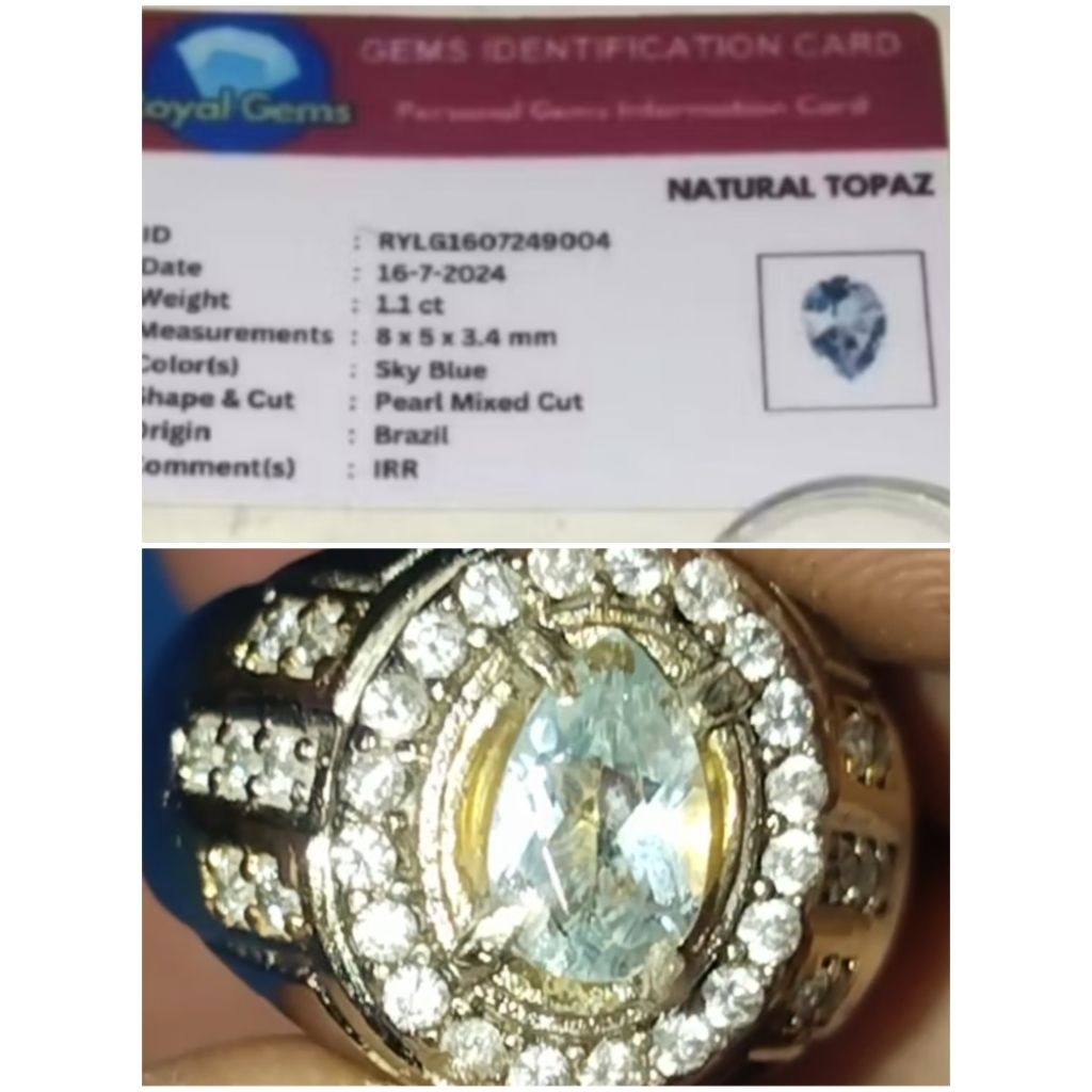 Natural Sky Blue Topaz IRR + Memo - Kode 77