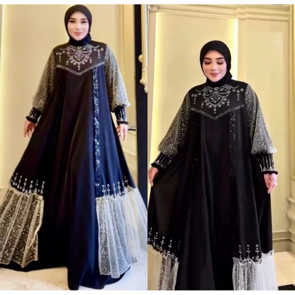 SHELLASAUKIA ABAYA BARBARA GAMIS MEKAH SET HIJAB PRINTING MONOGRAM FLOWER DRESS RAYA OWNER DRESS ART