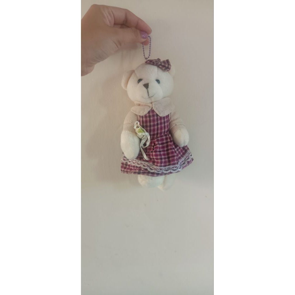 Gantungan Kunci / Ganci / Gantungan Tas Boneka Teddy Bear Artikulasi Kostum Dress (PL) Lepas Kolpri
