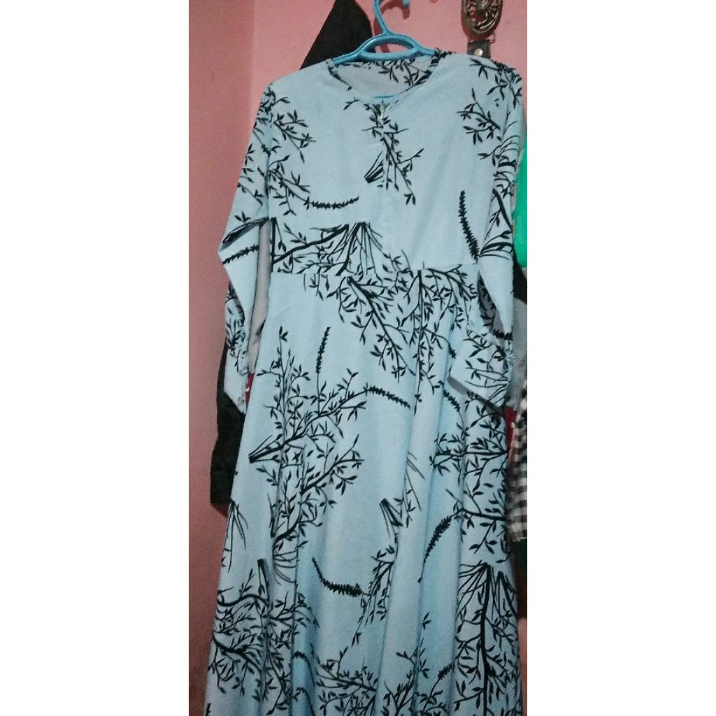 gamis biru muda premium