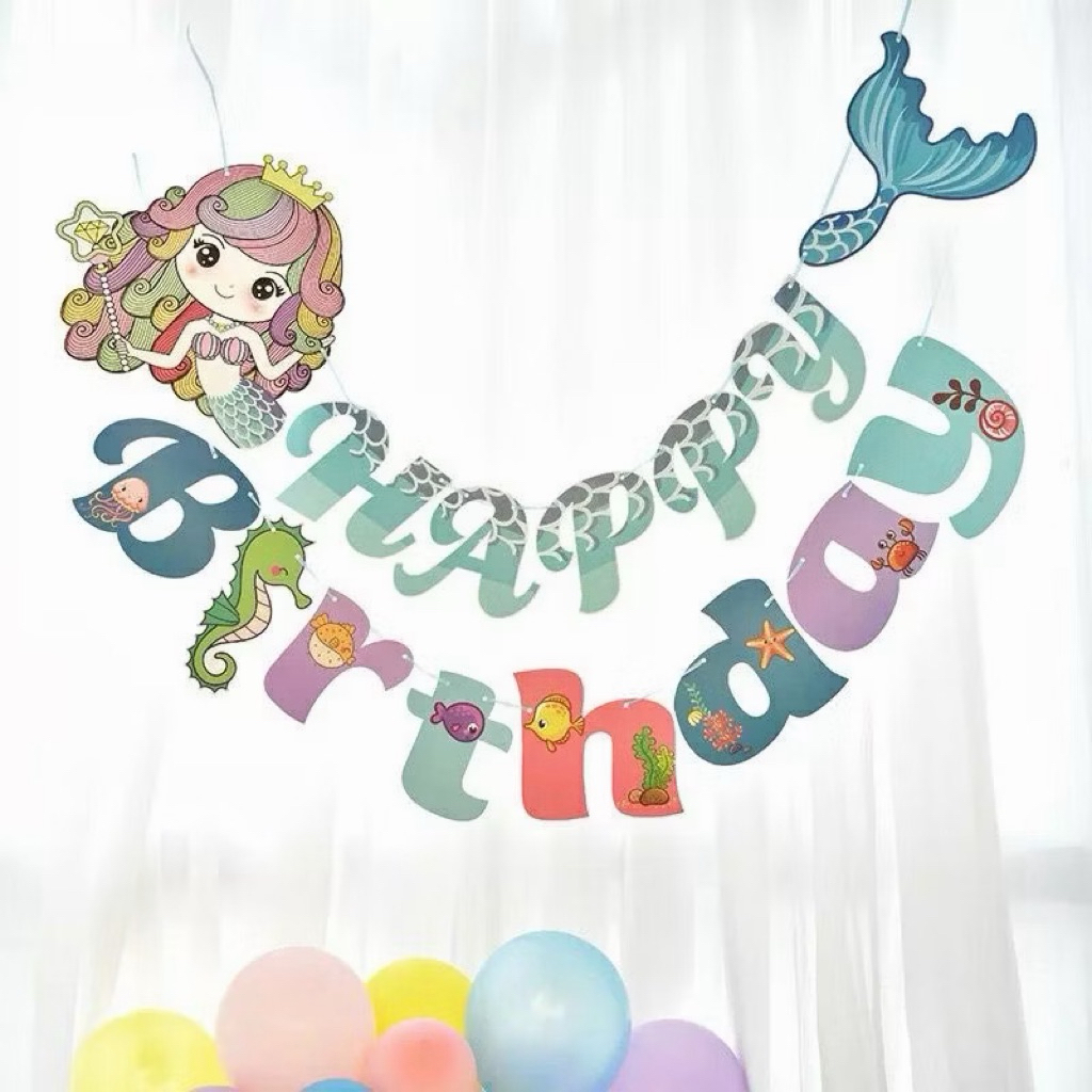 BANNER HAPPY BIRTHDAY MERMAID PASTEL