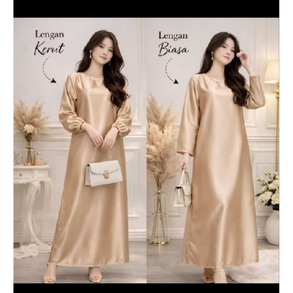 gamis iner/dalaman iner/manset iner bahan satin velvet