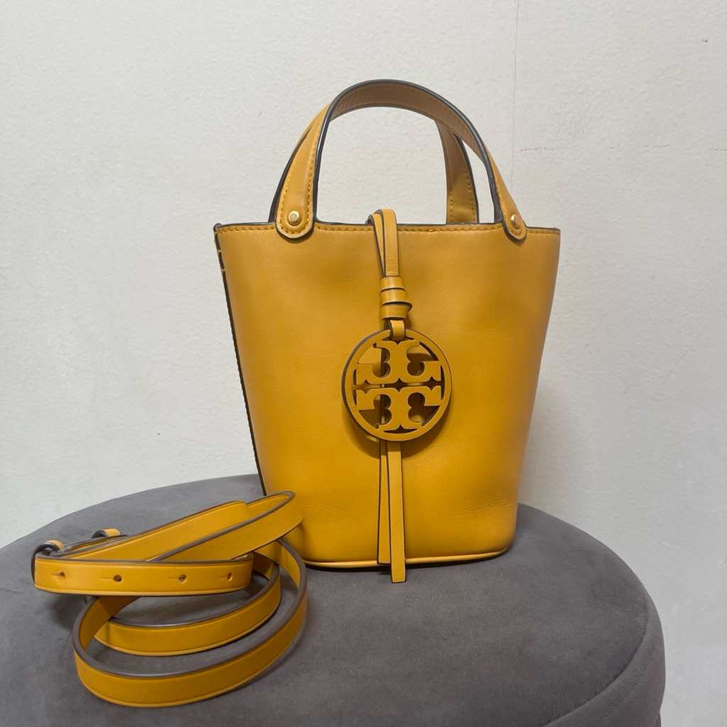Tory Burch Miller Mini Bucket Bag in yellow leather