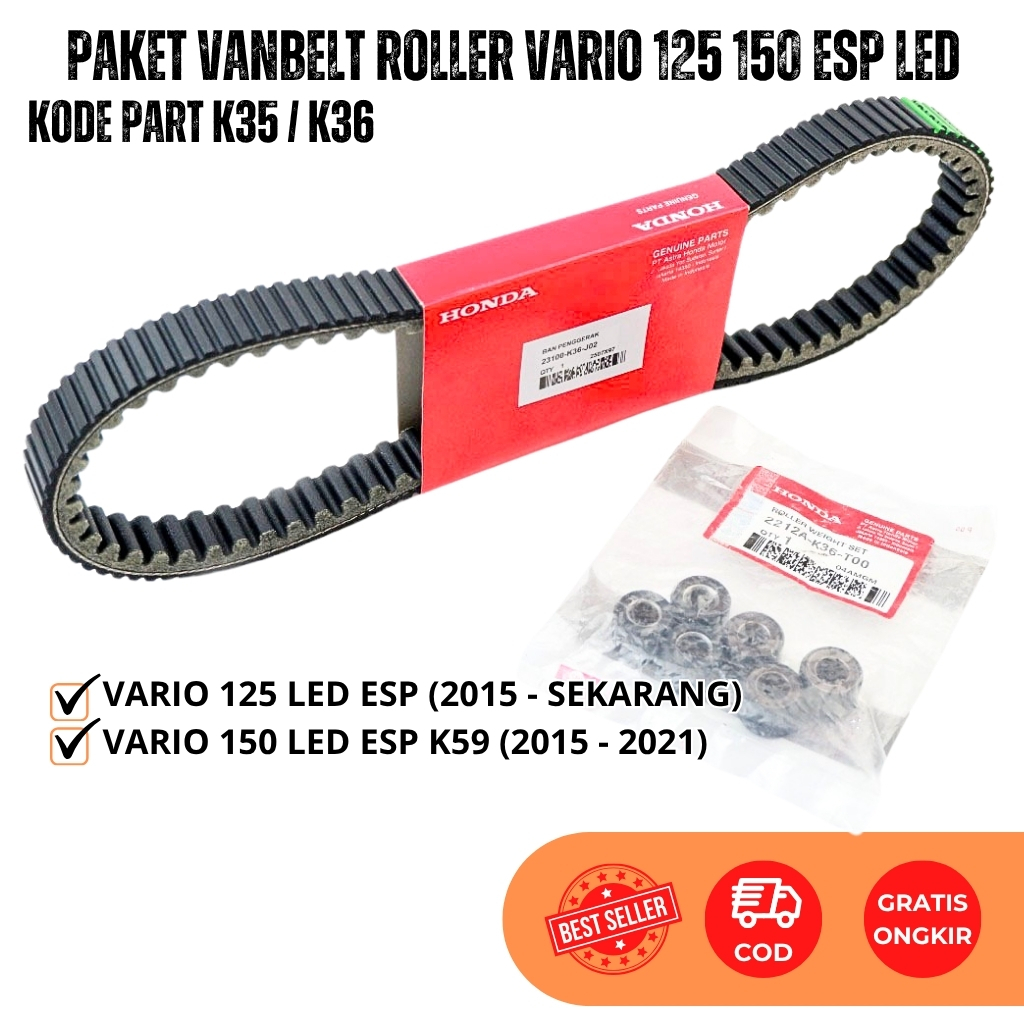 Paket Vanbelt Vario 150 LED Set Roller Honda Vario 125 Fi Esp - Vanbel Vario 125 LED - VBelt Set Hon