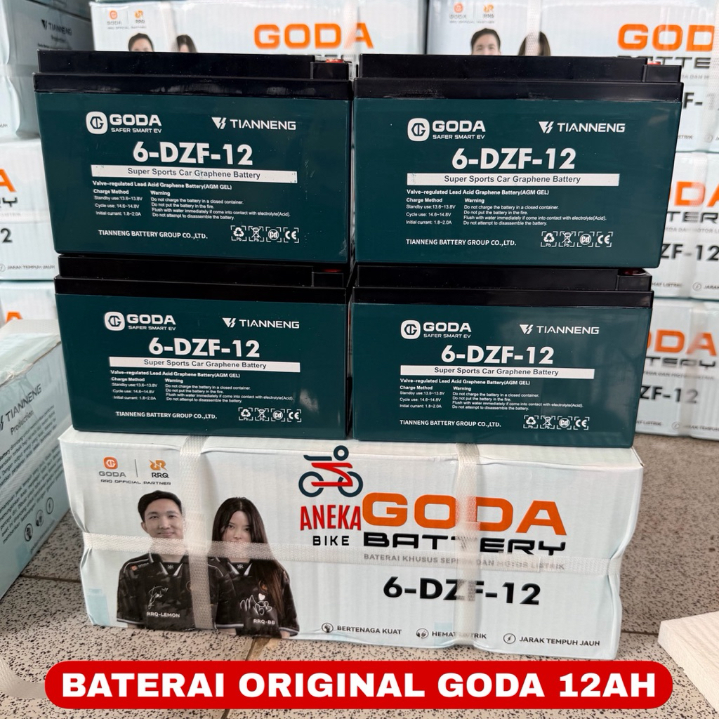BATERAI SEPEDA LISTRIK GODA ORIGINAL 6 DZF 12 6 GFM 12 48V 12AH 1 SET 12V 12AH SATUAN BAWAAN PABRIK 