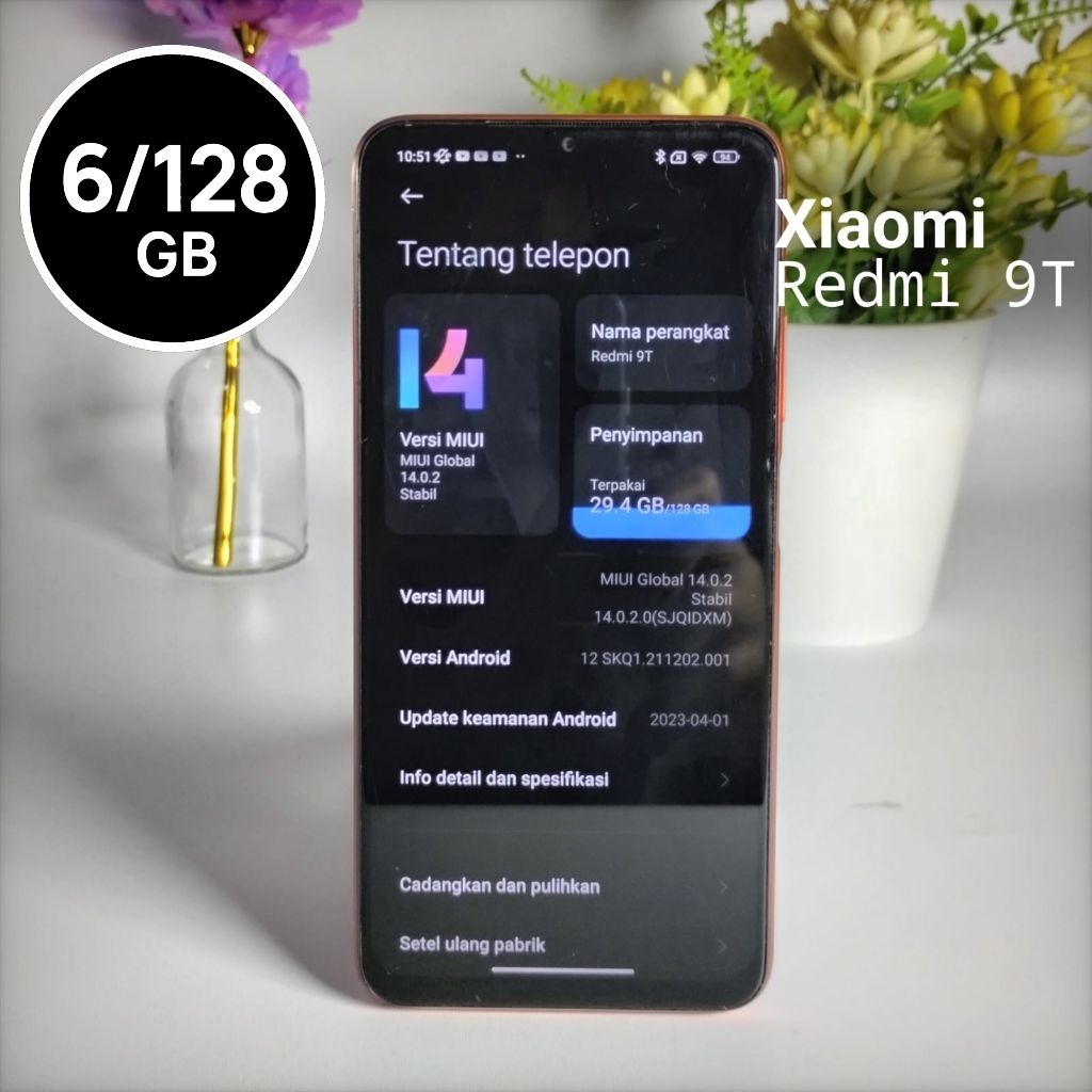 Redmi 9T RAM 6/128GB Bekas Ori 48mAh 6000mAh