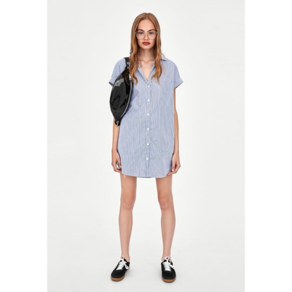 zara trafaluc striped shirt dress