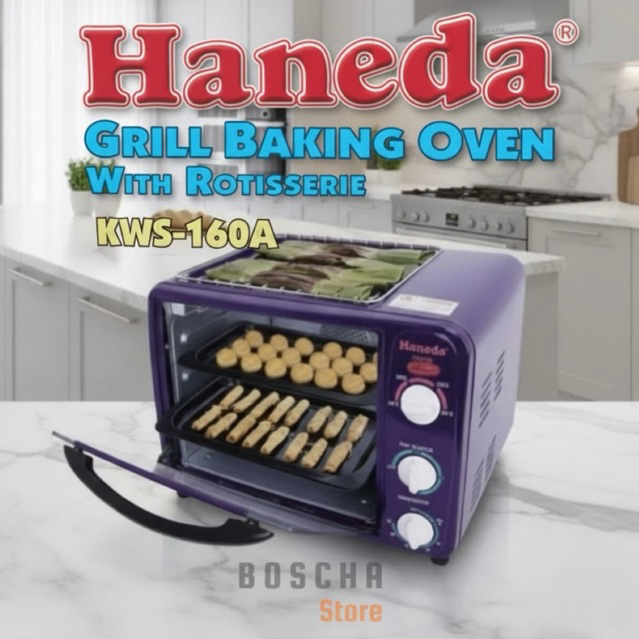 Haneda Grill Baking Oven KWS-160A dengan Fungsi Rotisserie 4in1 Hasil Memasak Sempurna Best Seller
