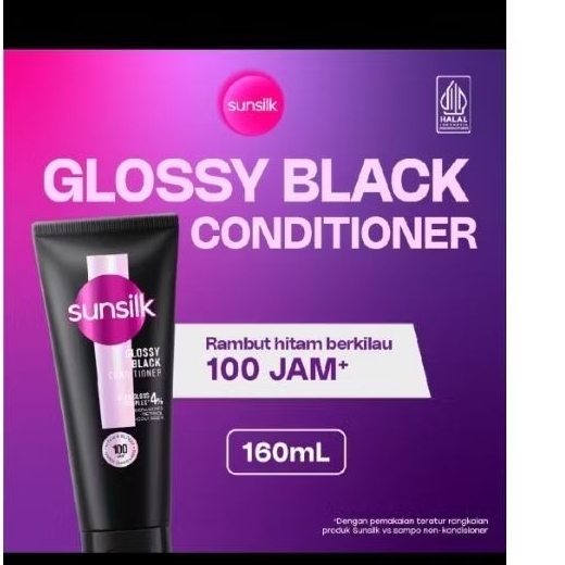 Sunsilk Glossy Black Conditioner 160ml Rambut Hitam Berkilau Hingga 100 Jam