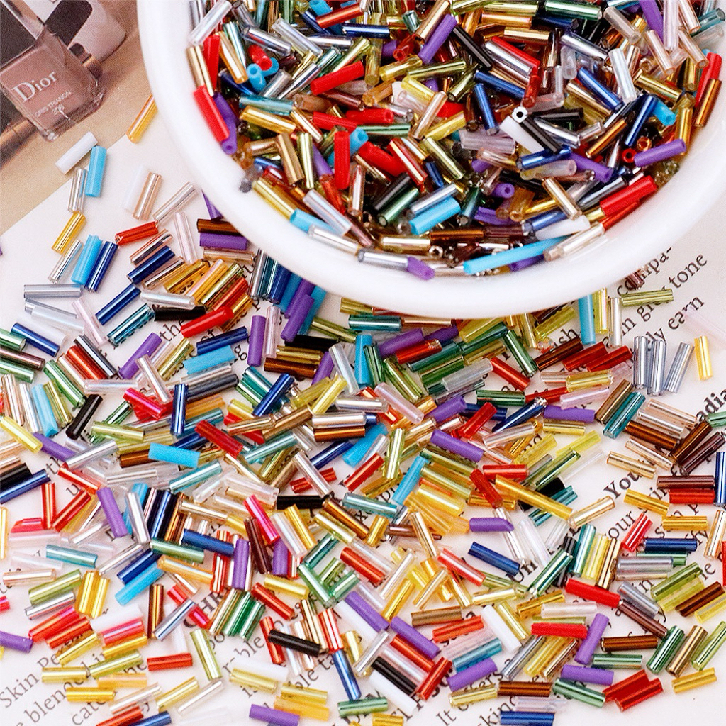 BeadsBaby88 Manik Mote Pipa Bambu Metalik Solid size 2xm manik pasir payet Bambu Panjang cocok untuk