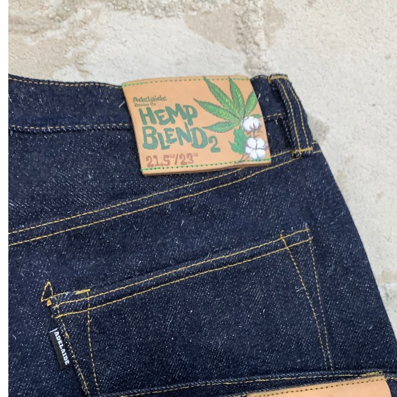Adelaide Denim 23oz Hemp Blend Silver Twisted Green Selvedge - 38 slim taper