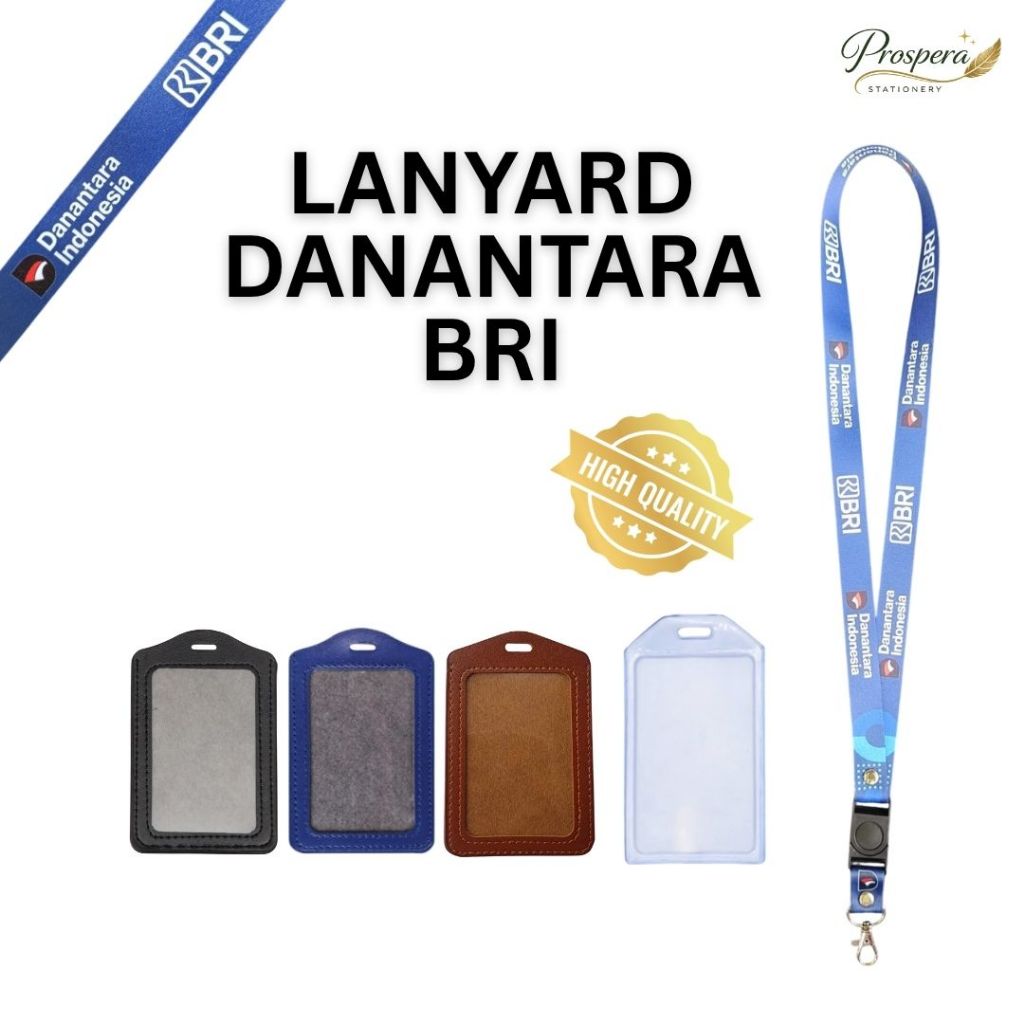 (READY) Tali ID Card Lanyard Card Holder DANANTARA BANK BRI - Full 2 Sisi Bahan Soft Tissue Berkuali