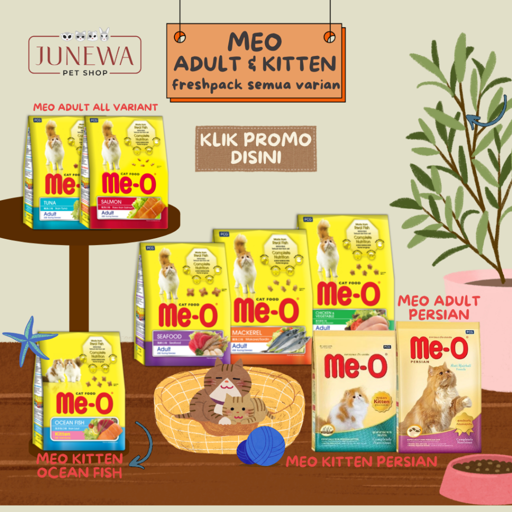 Meo Adult Kitten Persian Antihairball Makanan Kucing Dewasa Persia Anak Kucing