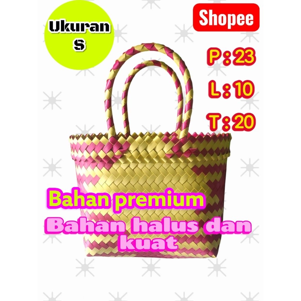 tas anyaman plastik ukuran s murah dan berkualitas , tas harvest , tas anyaman hampers, cocok buat b
