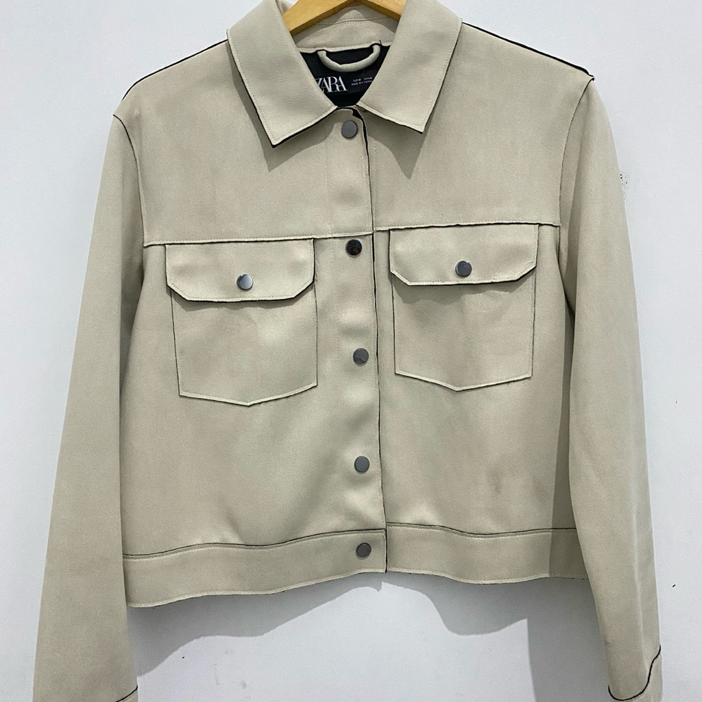 pre loved zara outer jaket suede