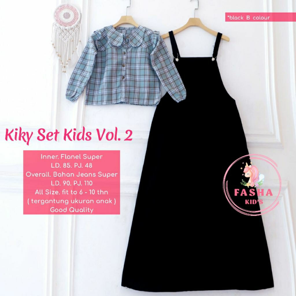 FREE GIFT NEW KIKY SET TEEN KIDS OVERALL PLUS INNER ORIBY FASHA KID HIJAB GOOD QUALITY REALPICTURE