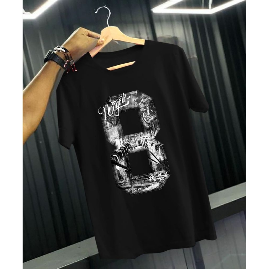 kaos pria angka 8 Premium dengan bahan katun Adem