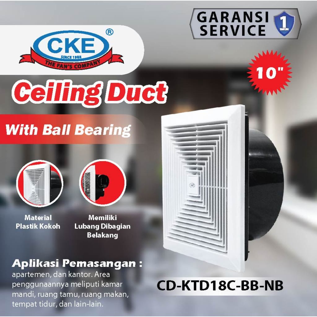 EXHAUST FAN / KIPAS PLAFON/EXHAUST FAN PLAFON/CKE Ceiling Duct CD-KTD18C-BB-NB Ceiling Duct Exhaust 
