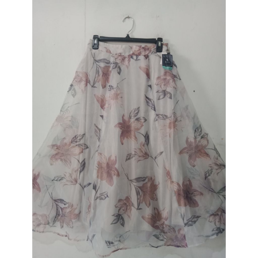 Nala Skirt - Rok Panjang Wanita Organza Motif Bunga Megar
