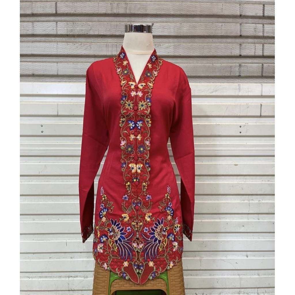 ATASAN KEBAYA ENCIM WARNA BORDIR BAHAN KATUN TOYOBO LENGAN PANJANG // KEBAYA ENCIM