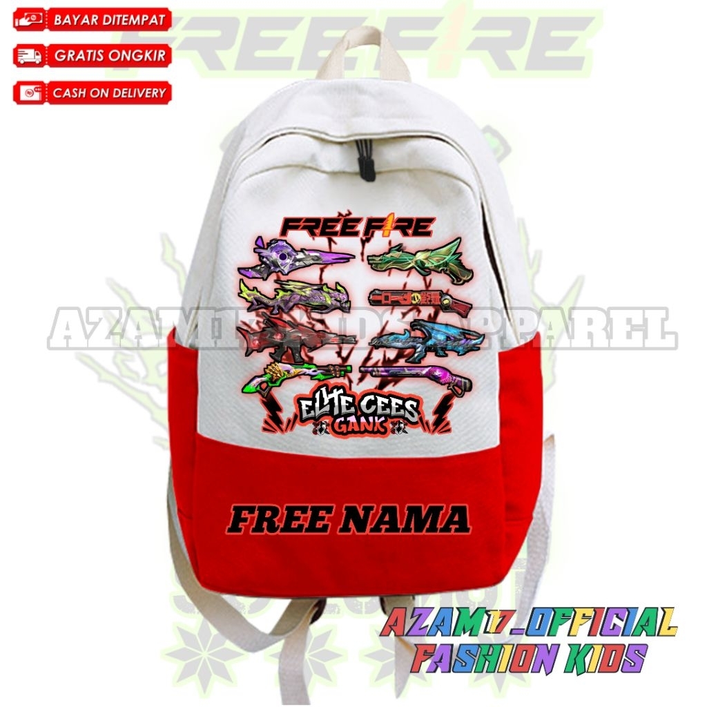 Tas Ransel Kantong Sekolah Anak TK SD FF Free Fire Elite Cees SG OPM SG 2 Juta SG Ripper SG Lumut Fr