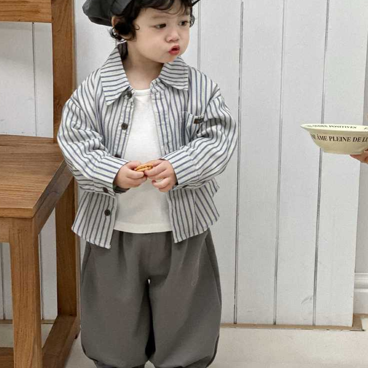 Mentari Kecil Pakaian anak-anak, set kemeja dan celana training anak laki-laki, pakaian musim semi